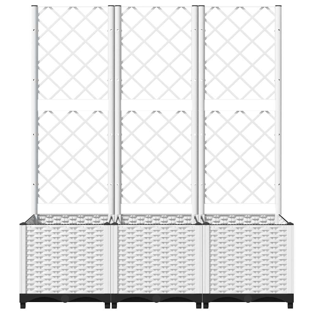 Vaso/floreira jardim c/ treliça 120x40x136 cm PP branco