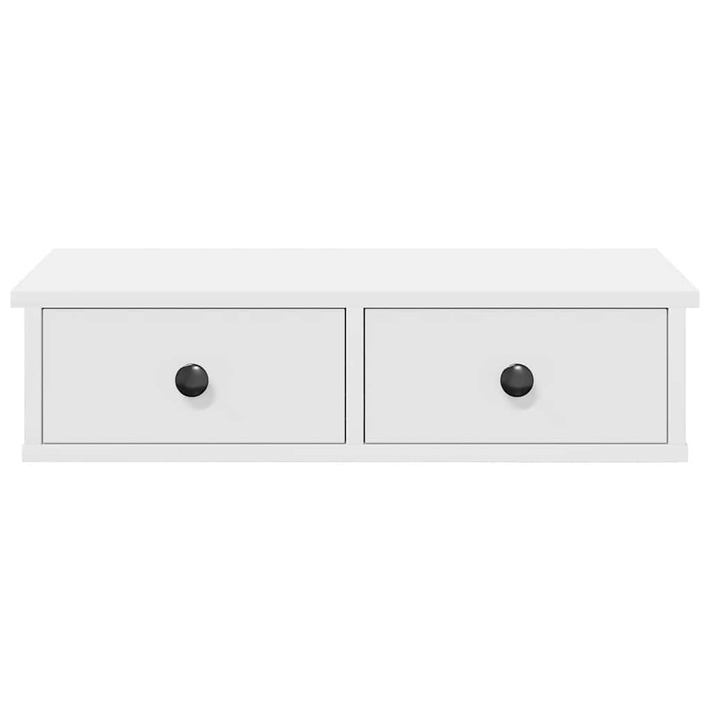 Prateleira parede c/ gavetas 60x28x15 cm deriv. madeira branco