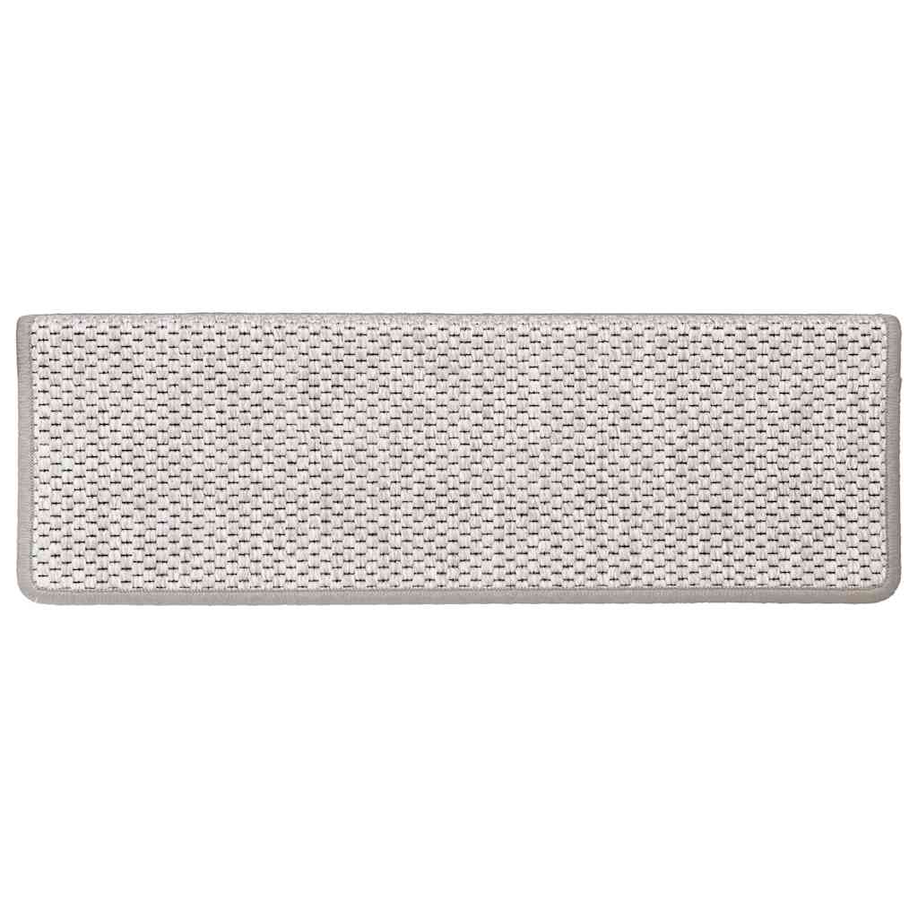 Tapetes escada adesivos aspeto sisal 15pcs 65x21x4 cm platinado