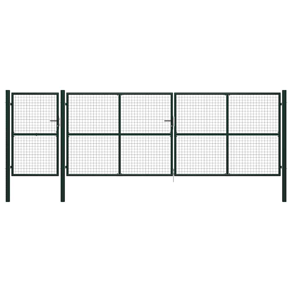 Portão de jardim em aço 500x150 cm verde
