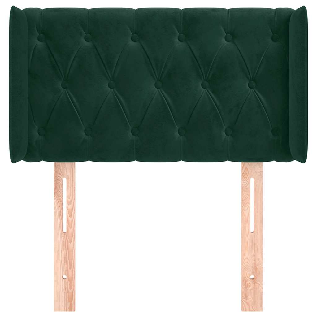 Cabeceira de cama c/ abas veludo 83x16x78/88 cm verde-escuro