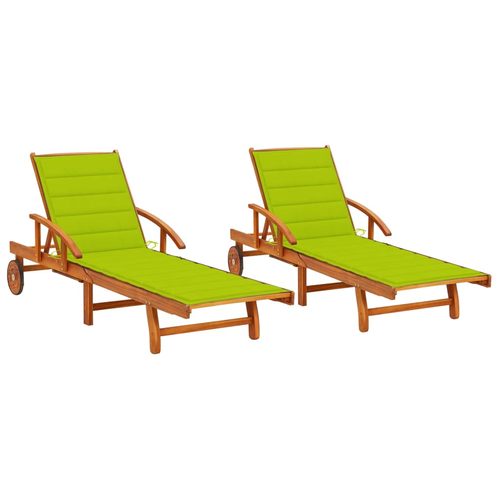 Espreguiçadeiras com almofadões 2 pcs madeira de acácia maciça