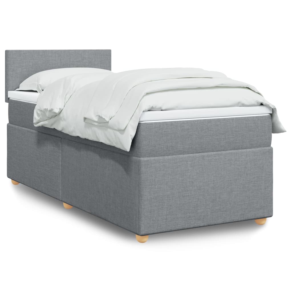 Cama com molas/colchão 90x200 cm tecido cinza-claro