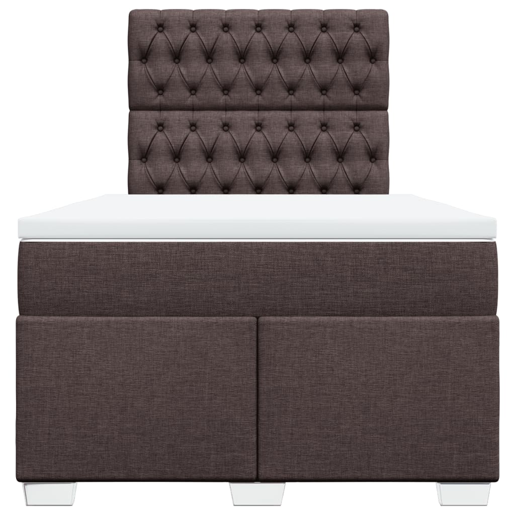 Cama boxspring com colchão 120x190 cm tecido castanho-escuro