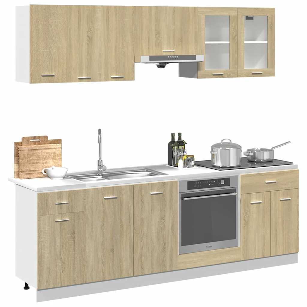 Conjunto móveis de cozinha “lyon” 8 pcs carvalho sonoma