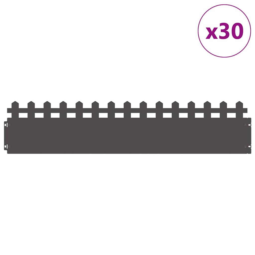 Delimitadores de relvado 30 unid. 103 x 0,05 x 22 cm aço preto