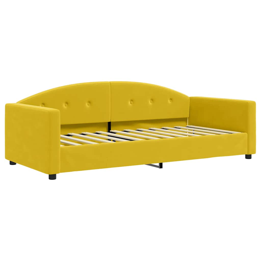 Sofá-cama com colchão 90x200 cm veludo amarelo