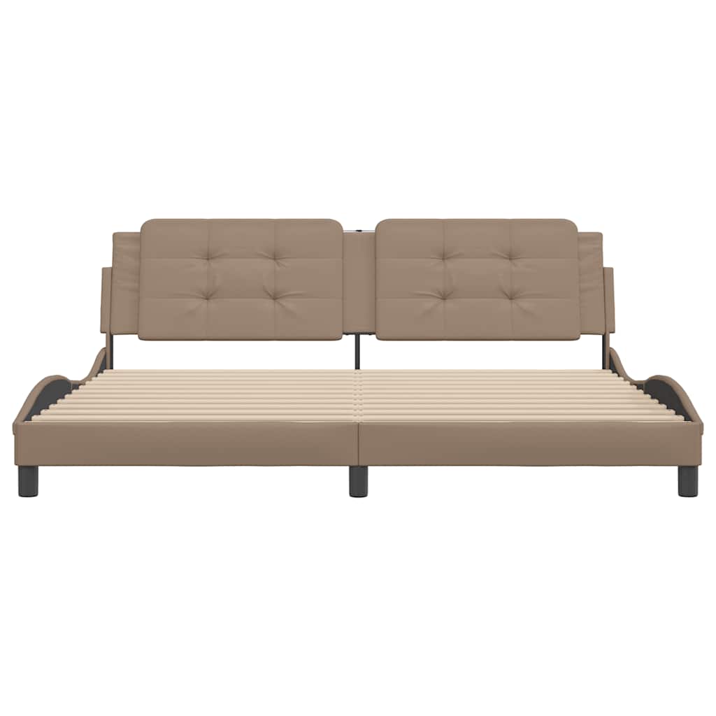 Estrutura de cama sem colchão zadar 200x200 cm couro artificial cappuccino