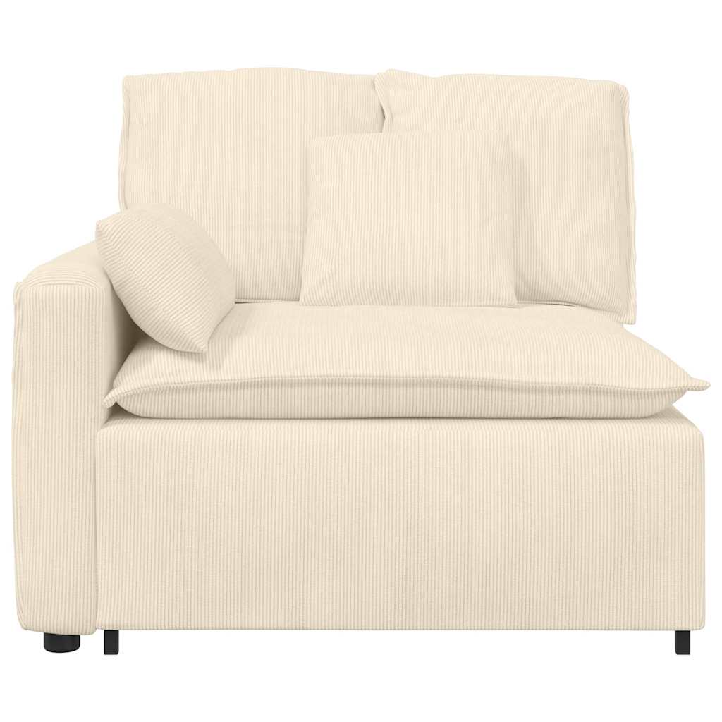 Módulo de extremidade de apoio de braço para sofá modular com almofadas, cor creme, 100 cm