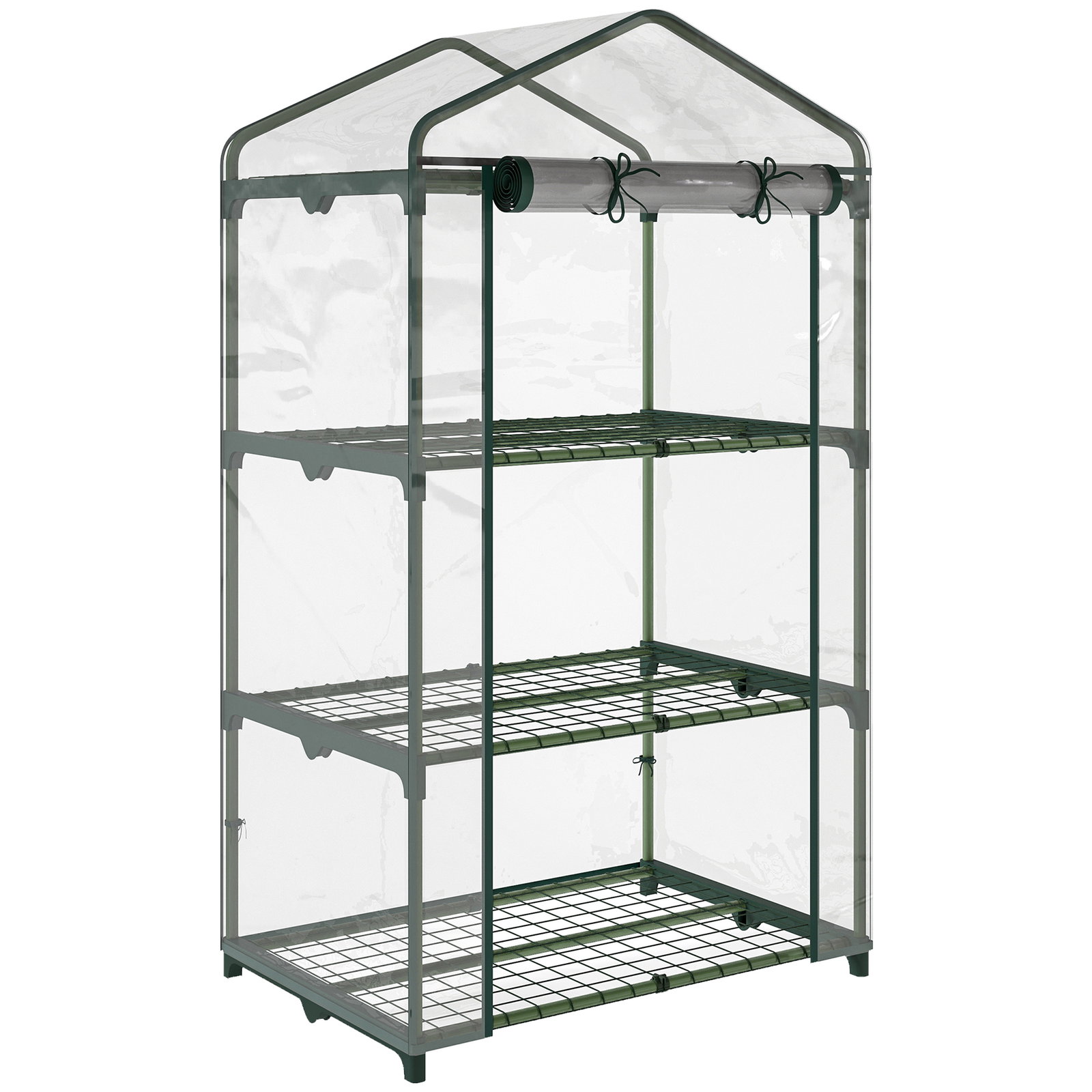 Estufa de Jardim com 3 Prateleiras Metálicas e Porta Enrolável Estufa de Varanda Exterior para Cultivo de Plantas Flores 69x49x1