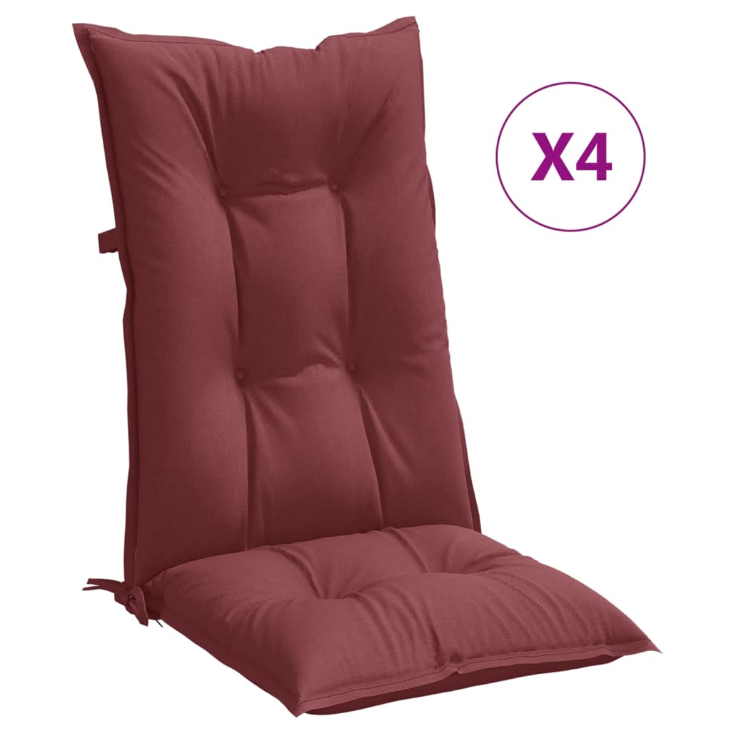 Almofadões cadeiras altas 4 pcs mesclado tecido vermelho tinto