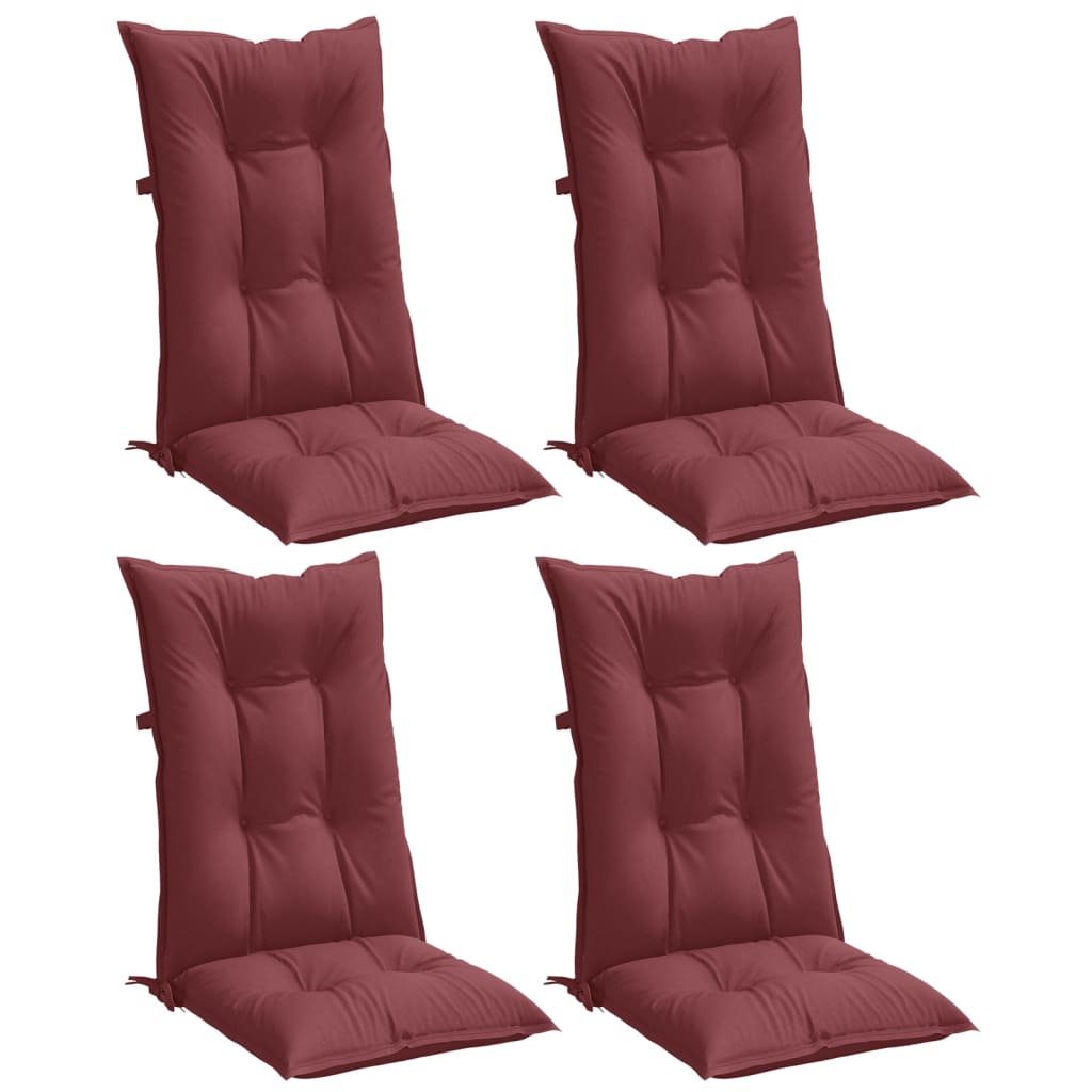 Almofadões cadeiras altas 4 pcs mesclado tecido vermelho tinto