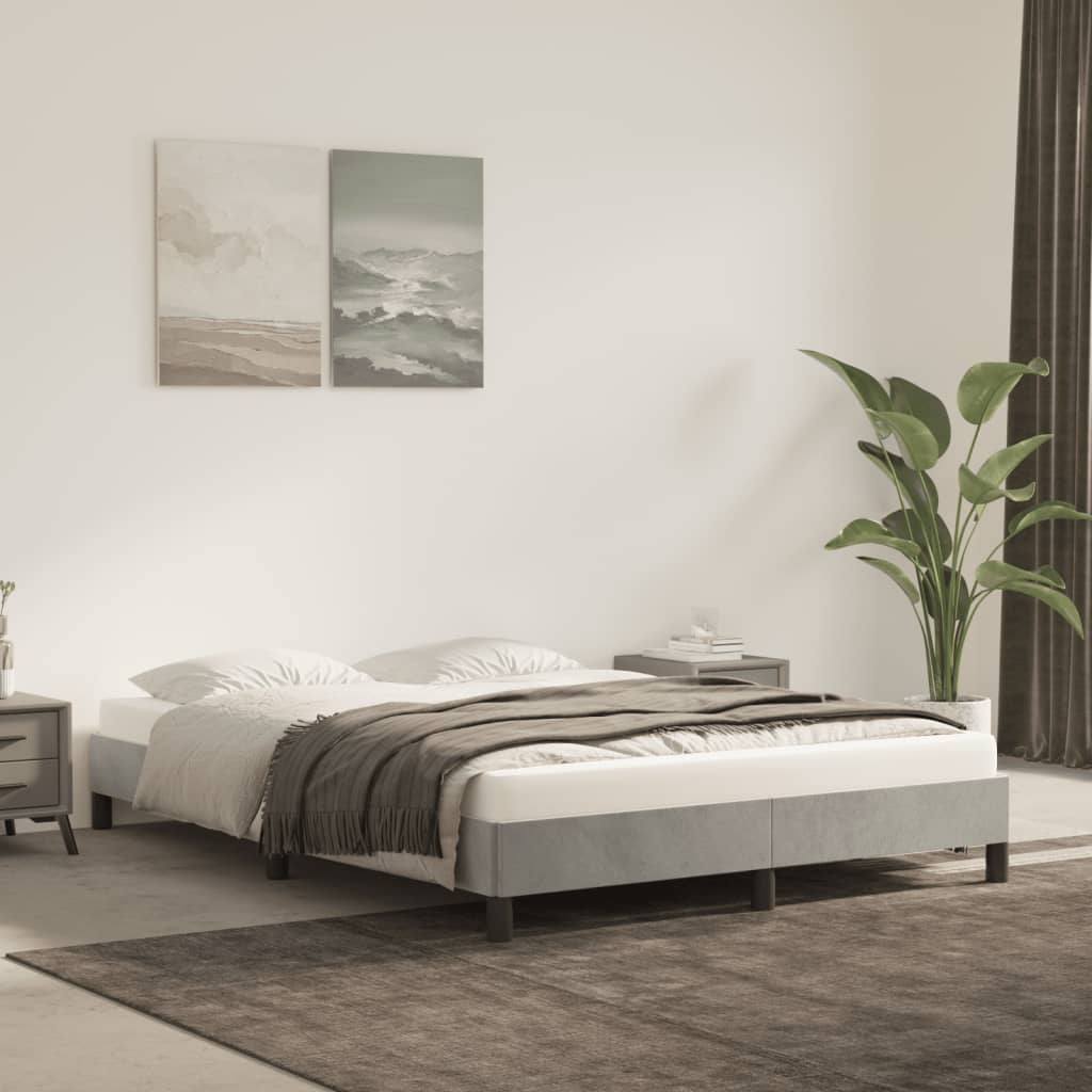 Estrutura de cama sem colchão 140x190 cm veludo cinzento-claro