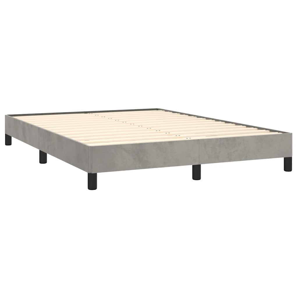 Estrutura de cama sem colchão 140x190 cm veludo cinzento-claro