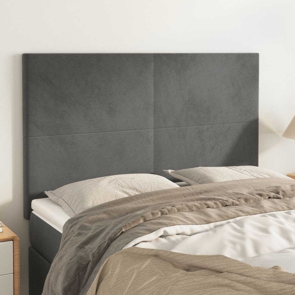 Cabeceira cinza escuro 144x5x118/128 cm veludo