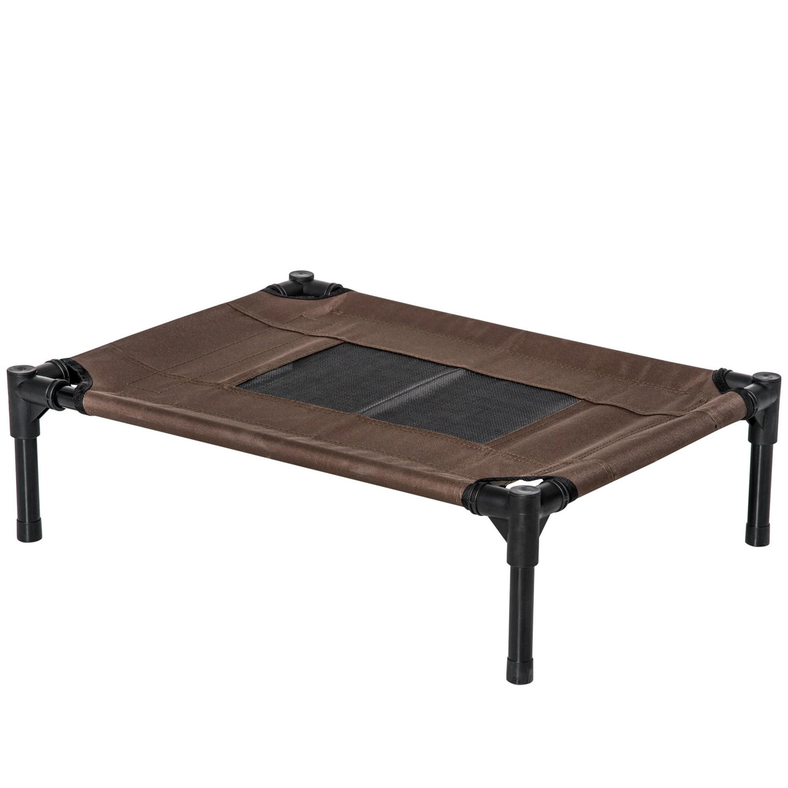 Cama para Animais de Estimação Cama Elevada para Cães Gatos Portátil Tecido Transpirável para Exterior Interior 64x46x18cm Marro
