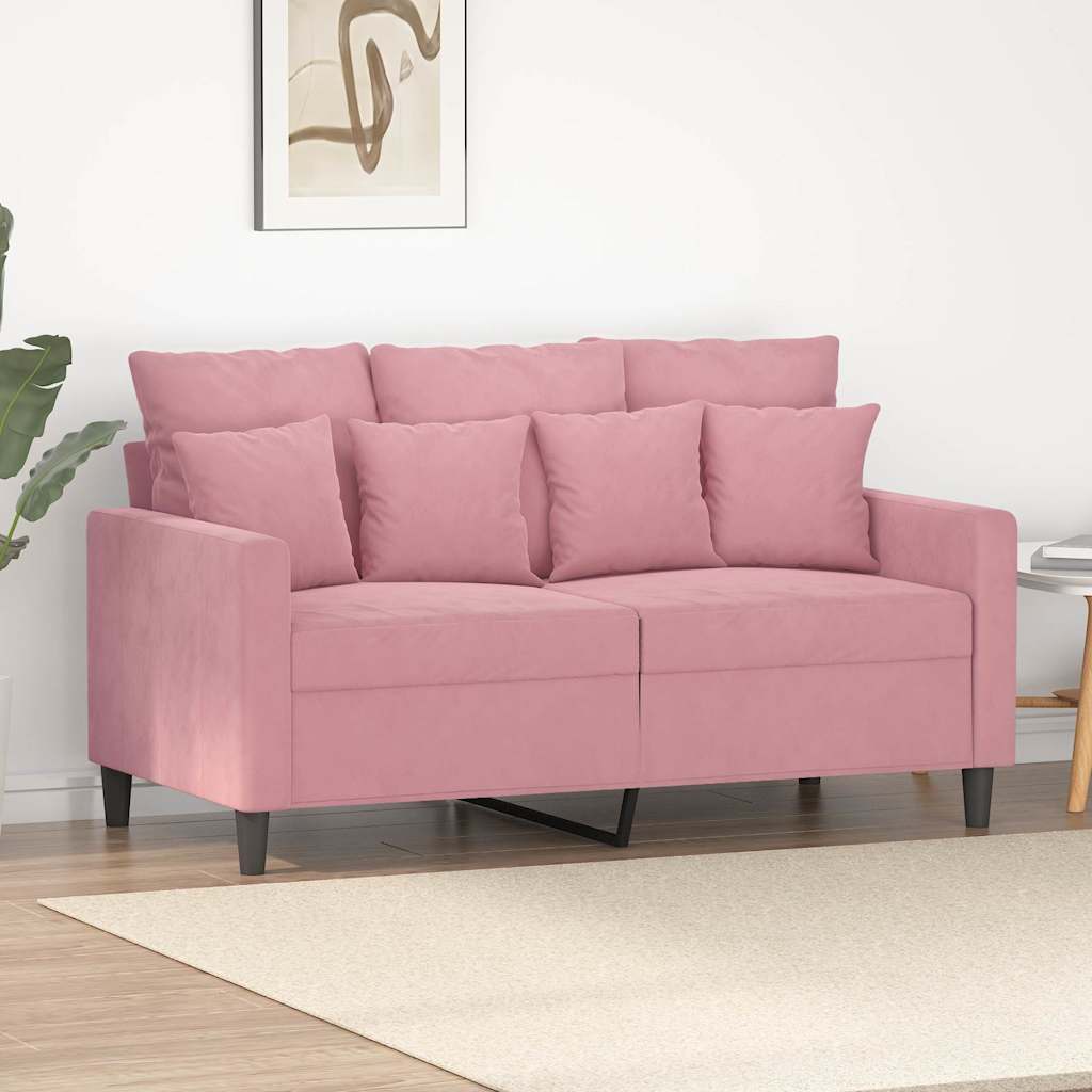 Sofá de 2 lugares veludo 120 cm rosa