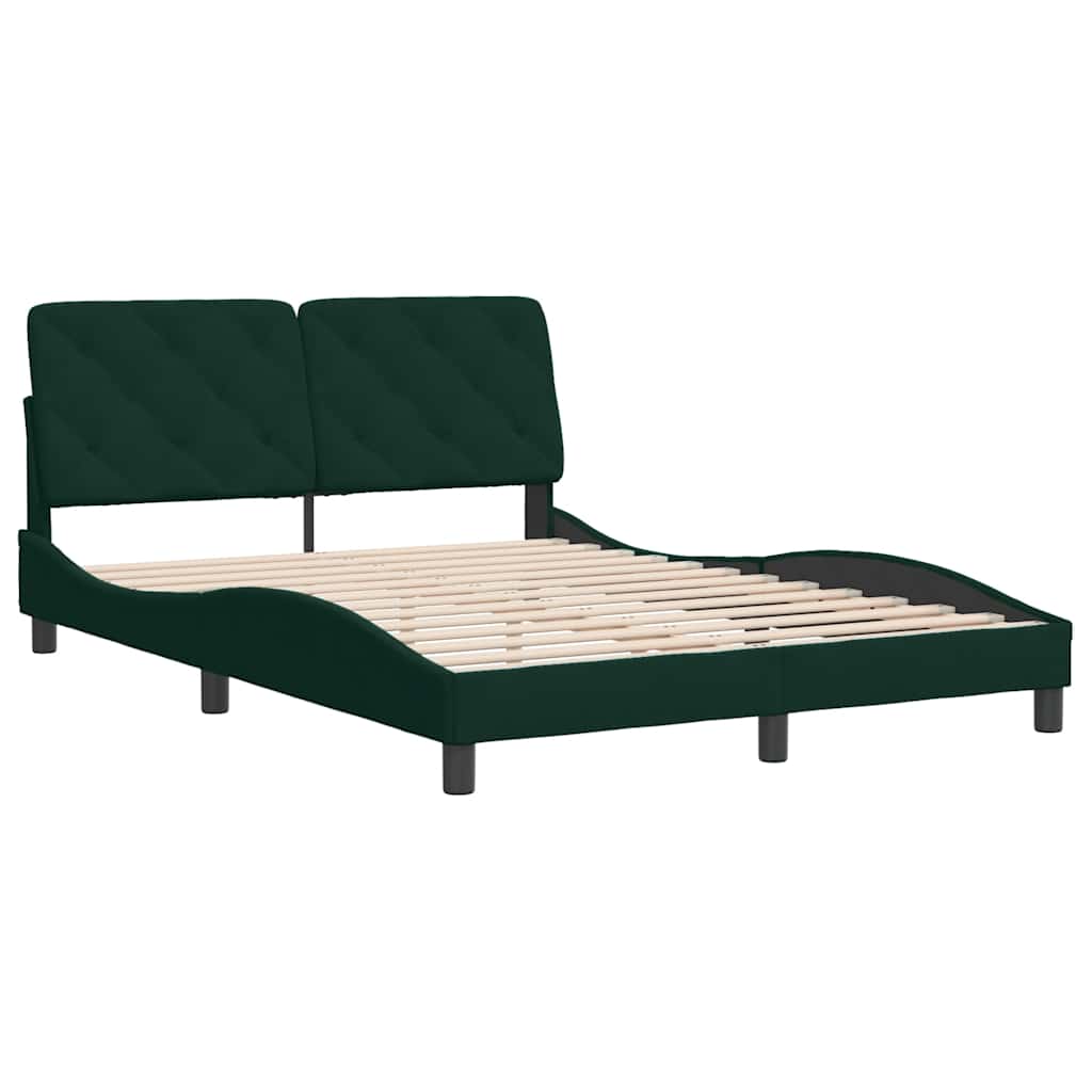 Estrutura de cama sem colchão 140x190 cm veludo verde-escuro