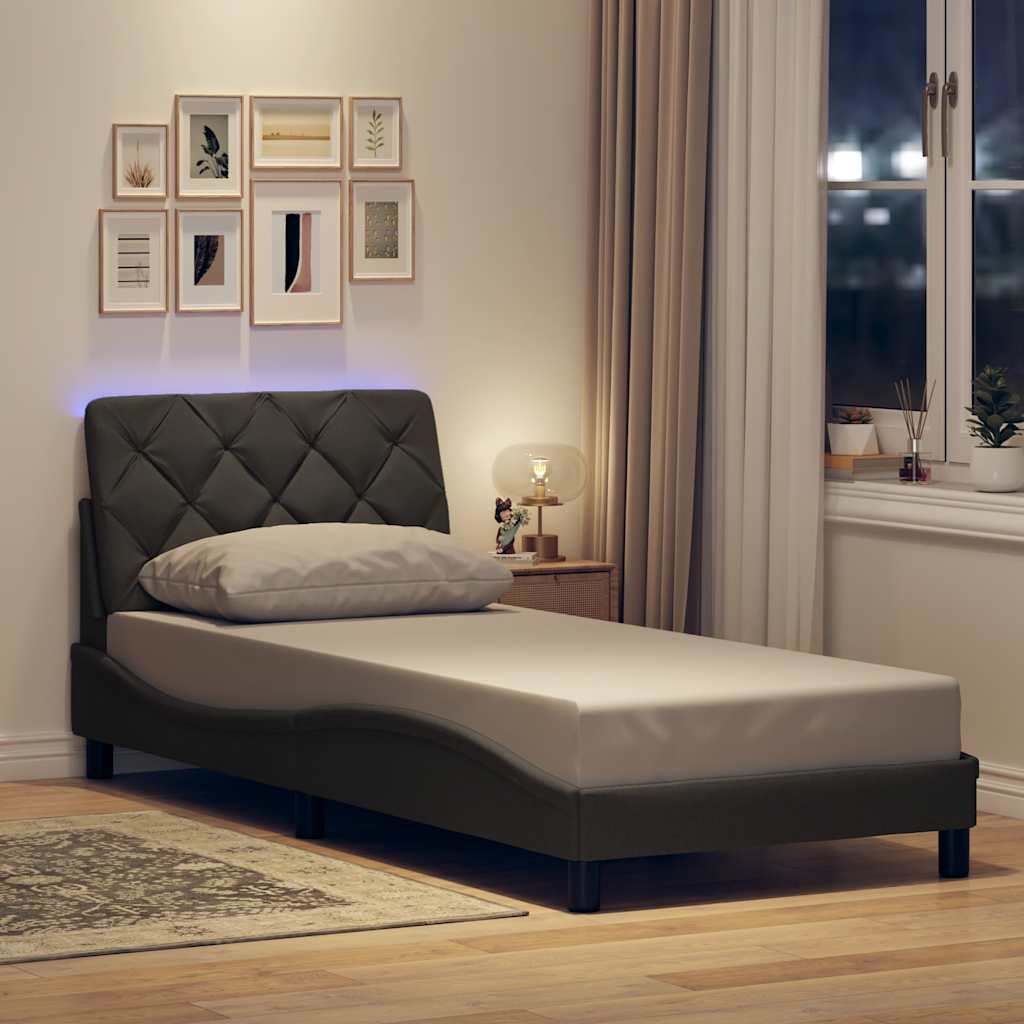 Estrutura de cama com LED sem colchão 80x200 cm tecido