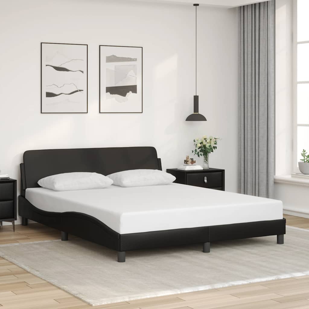 Estrutura de cama dover 160x200 cm couro artificial preto