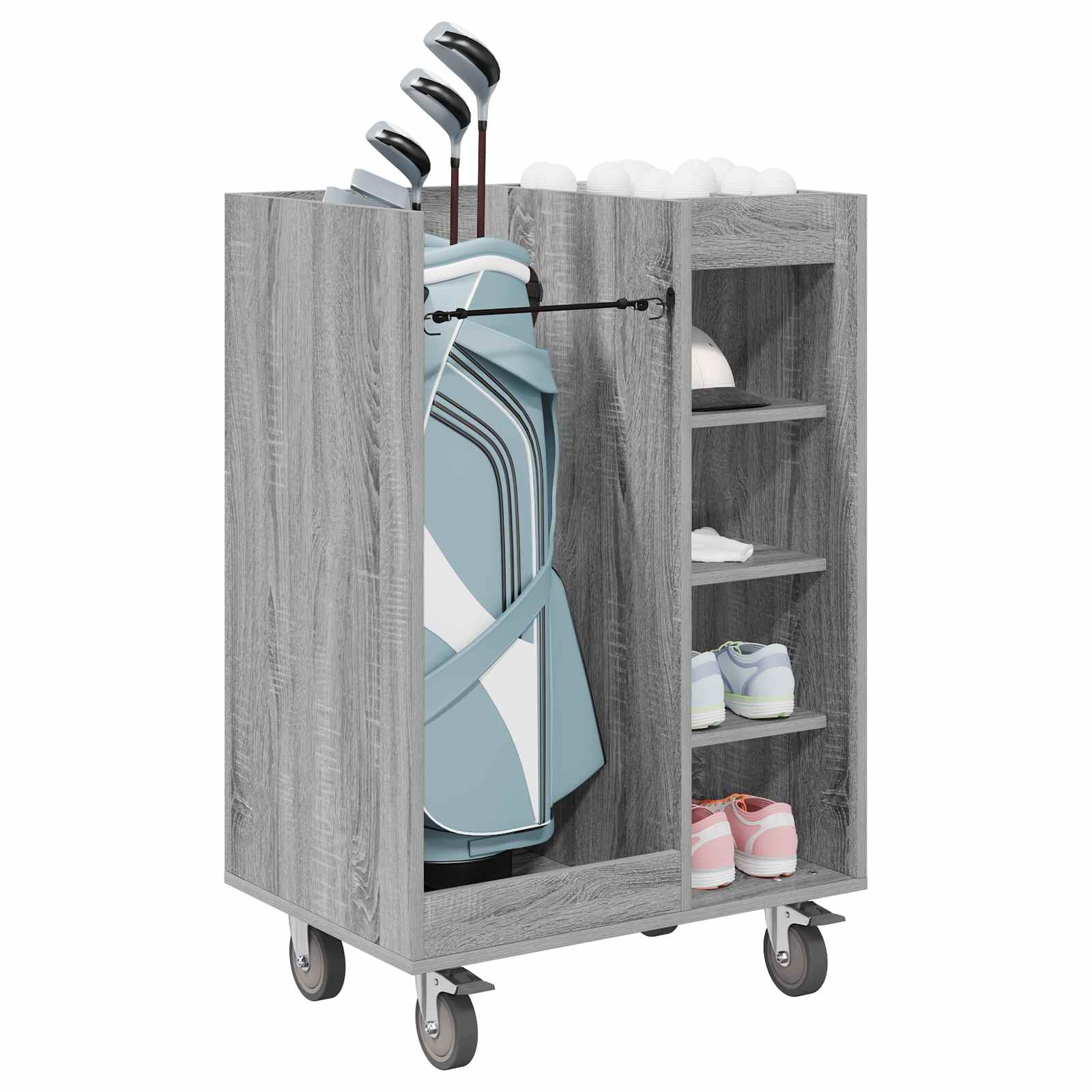 Armário de golfe com roda liso cinza sonoma 65 x 45 x 98 cm