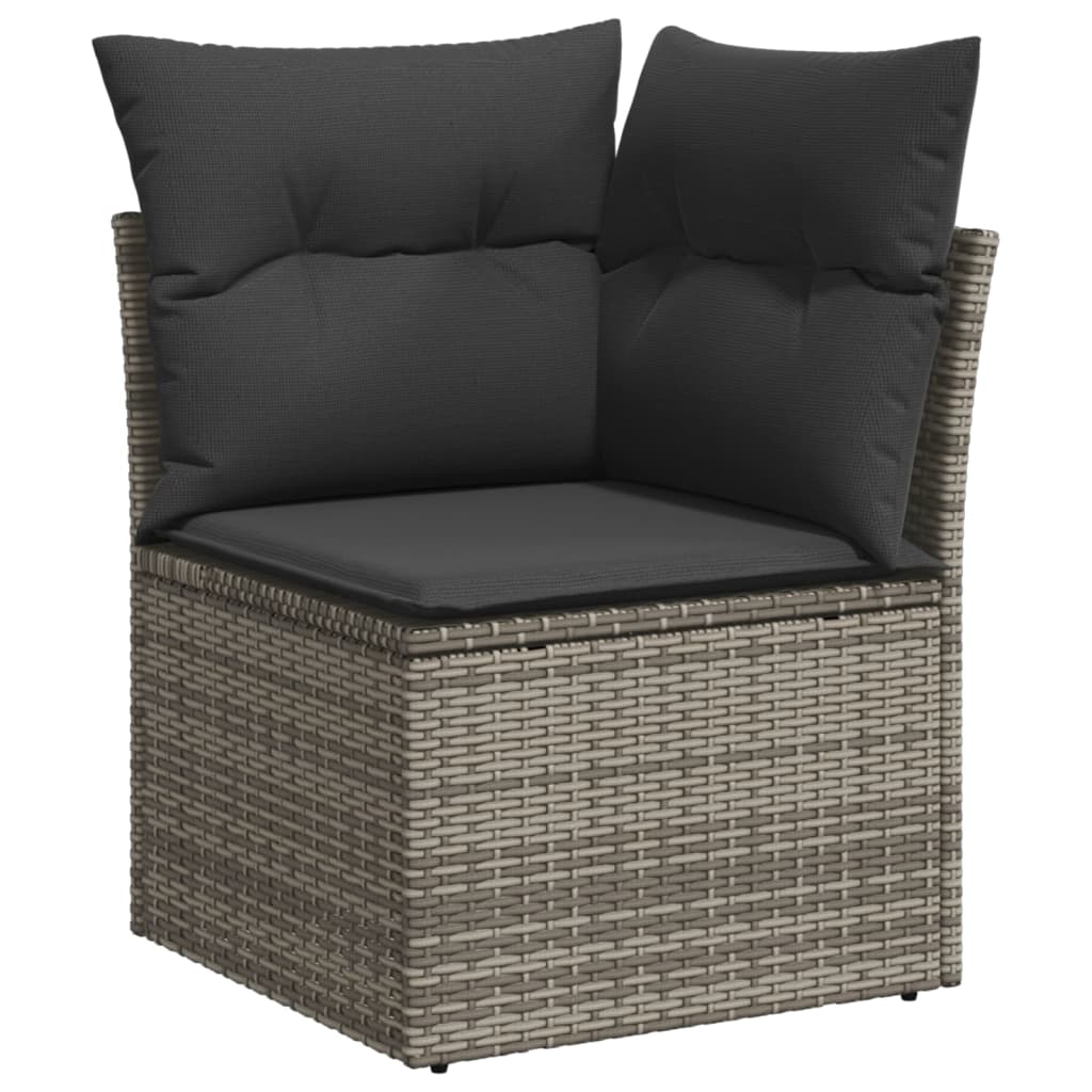 6 Pcs conjunto sofás de jardim com almofadões vime cinzento