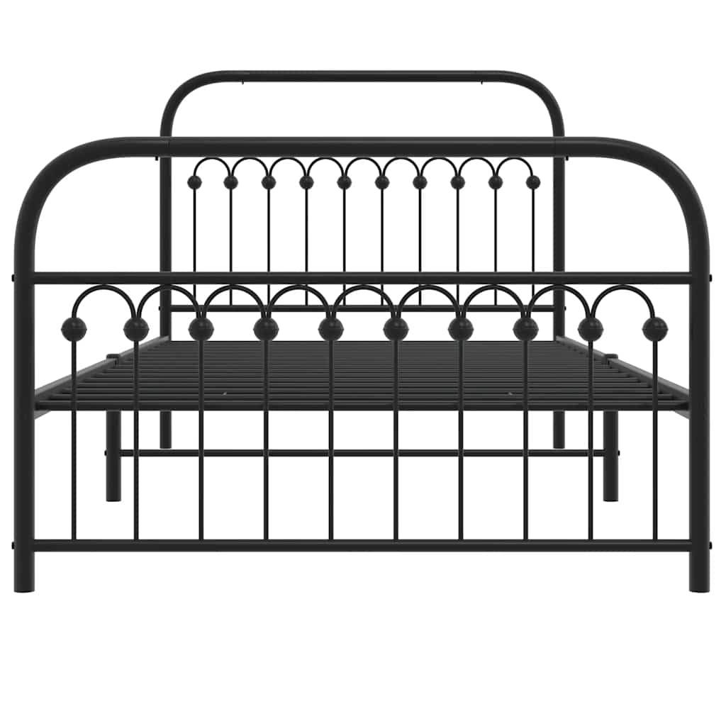 Estrutura de cama com cabeceira e pés 107x203 cm metal preto