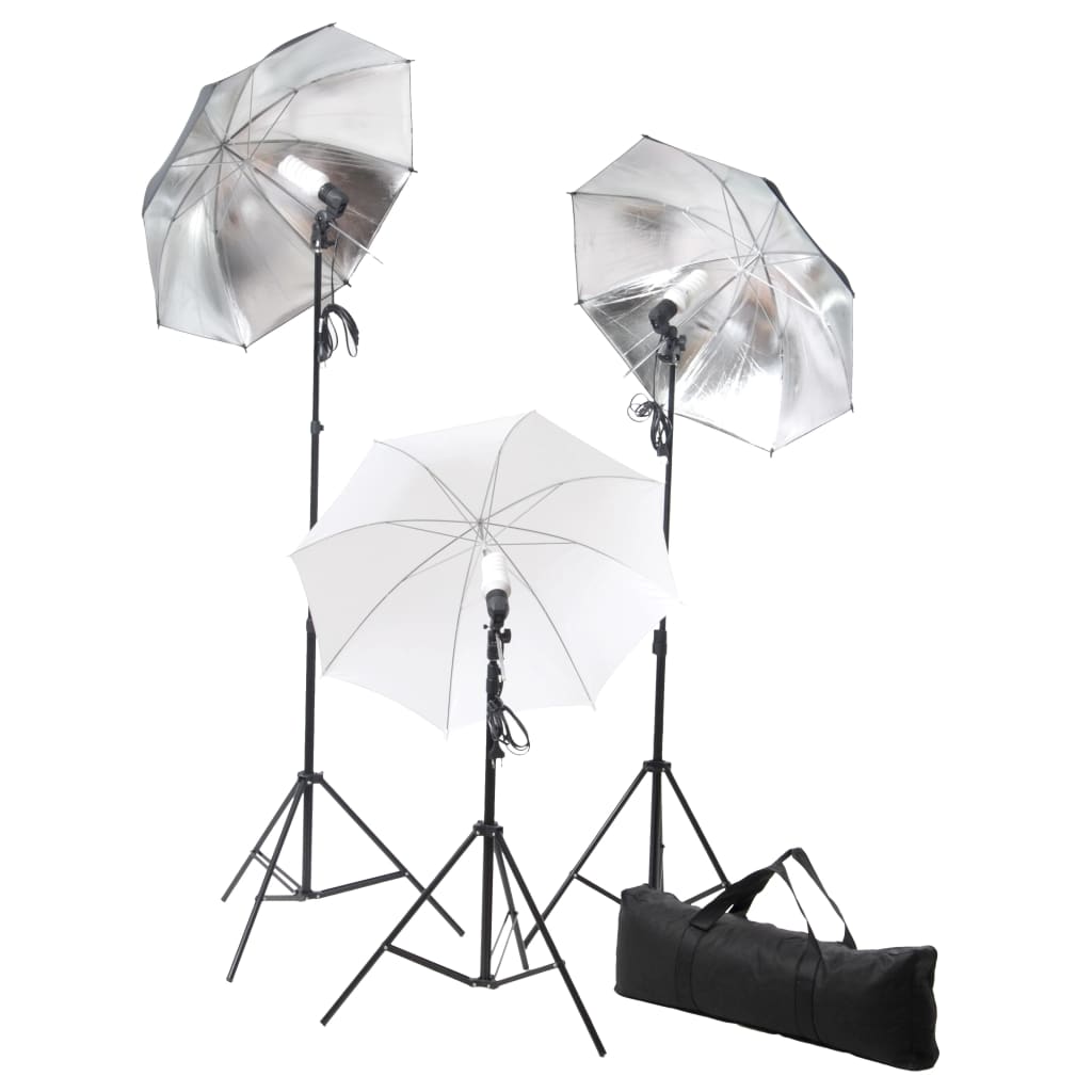 Kit estúdio fotográfico com lâmpadas/sombrinhas/fundo/refletor