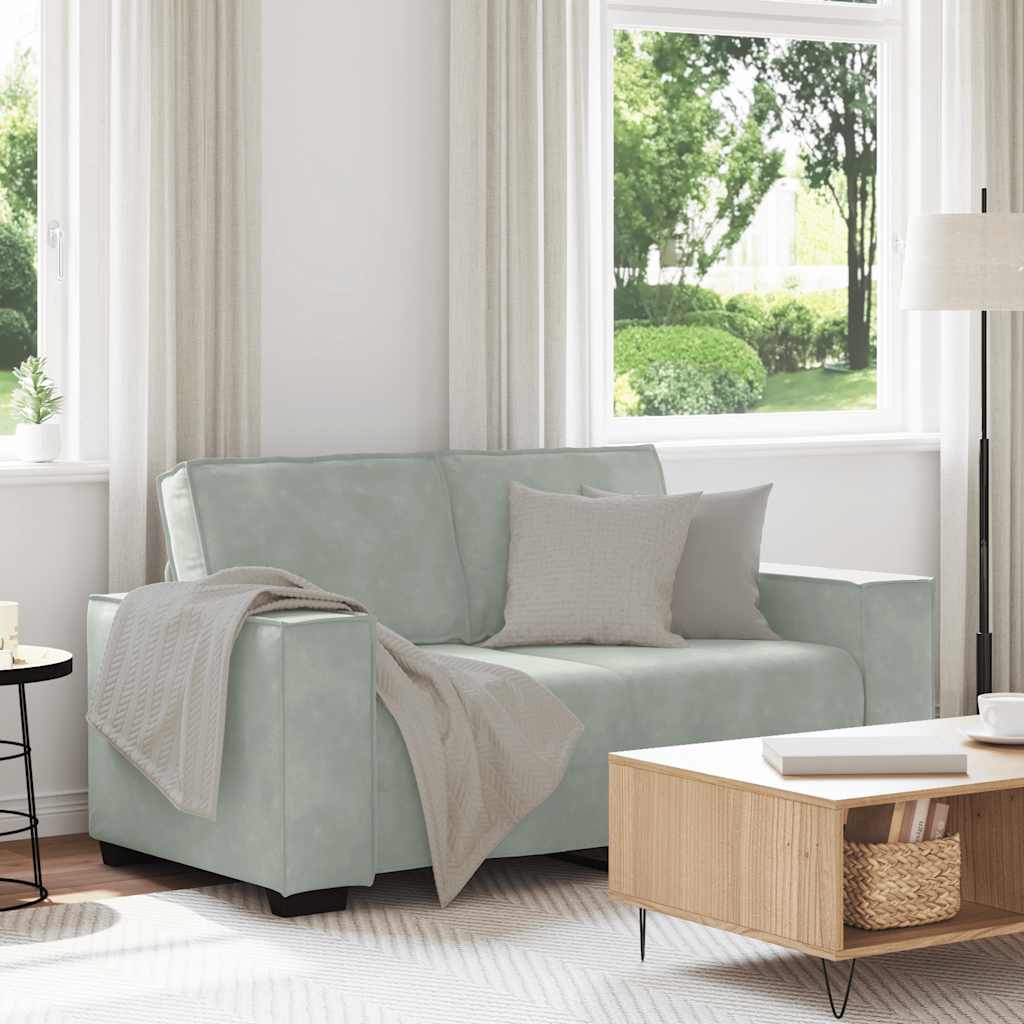 Sofá de 2 lugares 160x78x84 cm veludo cinzento-claro