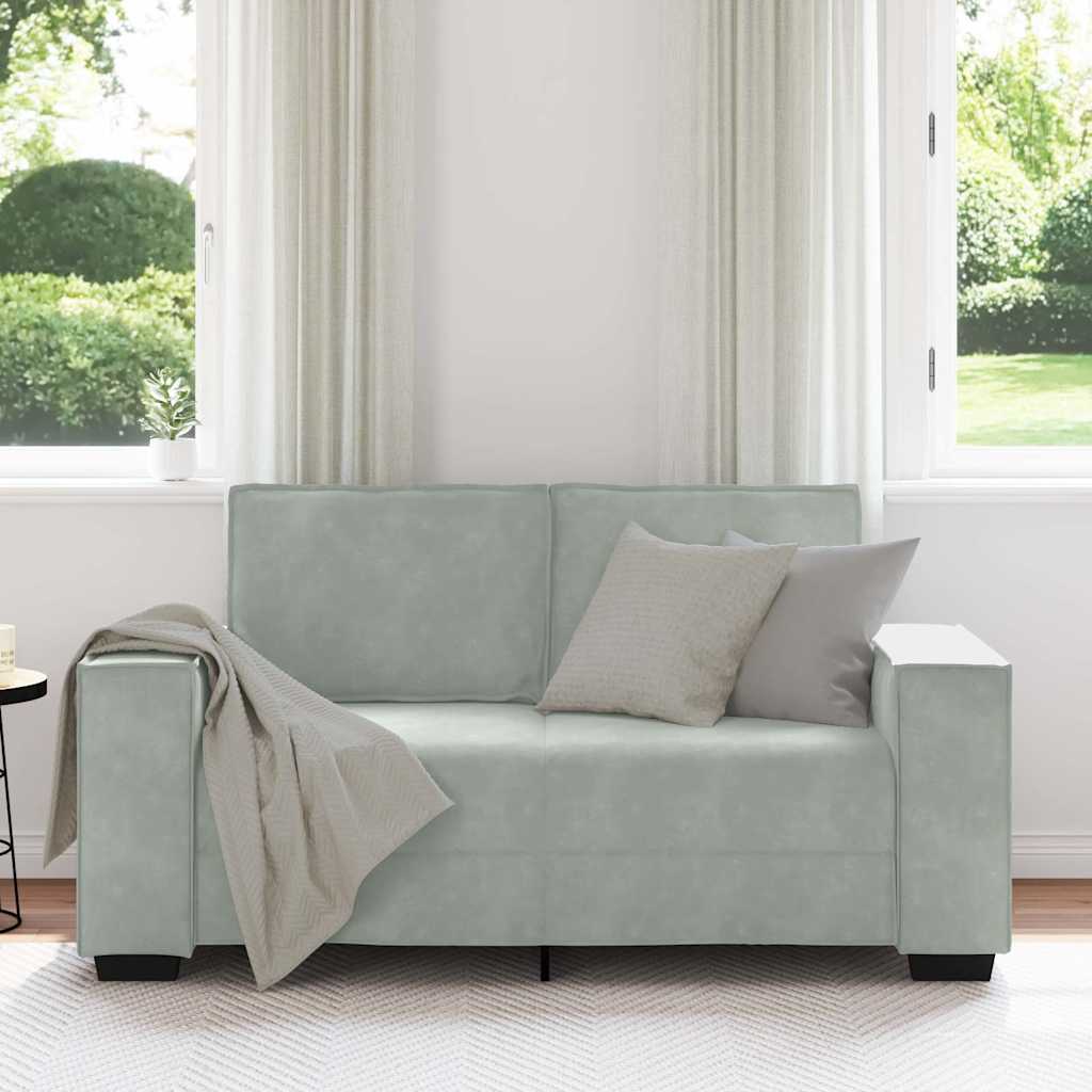 Sofá de 2 lugares 160x78x84 cm veludo cinzento-claro