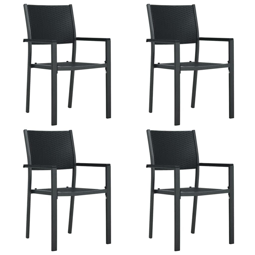 5 Pcs conjunto de jantar para jardim preto