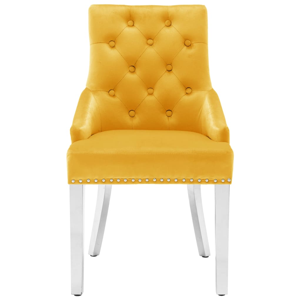 Cadeiras de jantar 2 pcs veludo amarelo