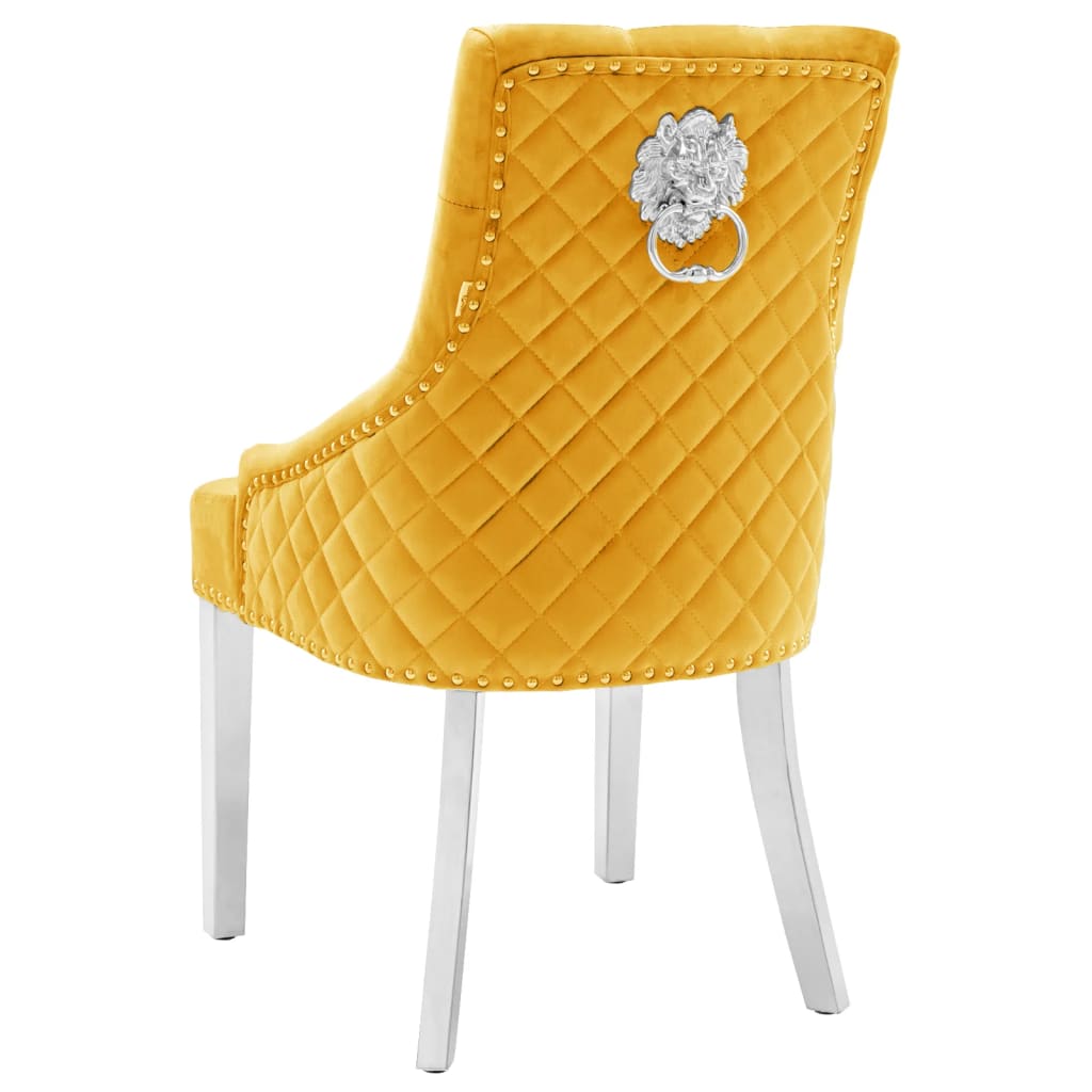 Cadeiras de jantar 2 pcs veludo amarelo