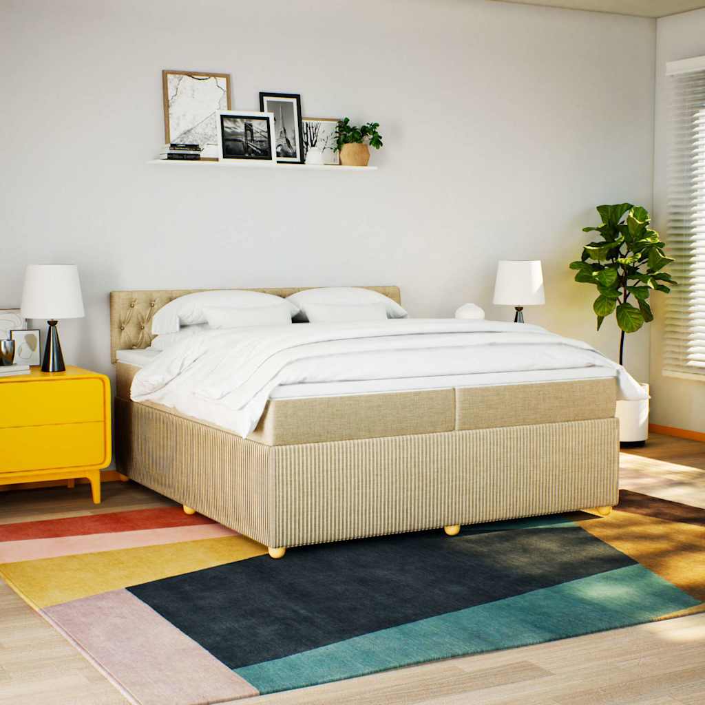 Cama com molas/colchão 200x200 cm tecido cor creme