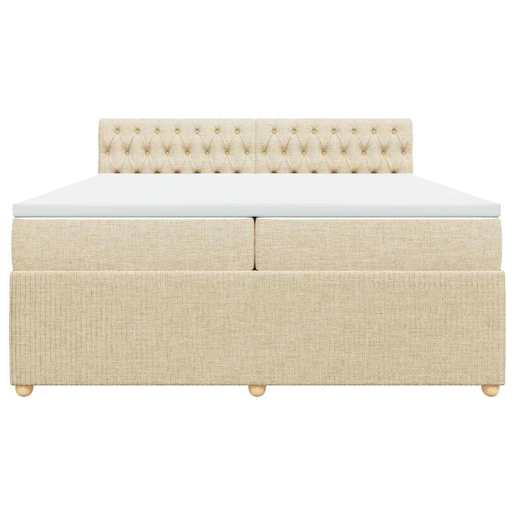 Cama com molas/colchão 200x200 cm tecido cor creme