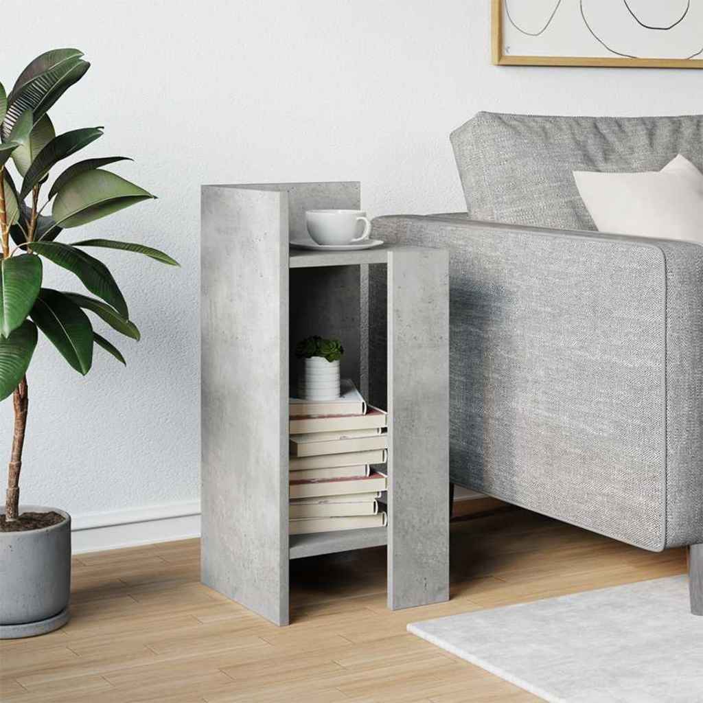 Mesa lateral com prateleira 110x50x103 cm cinzento cimento