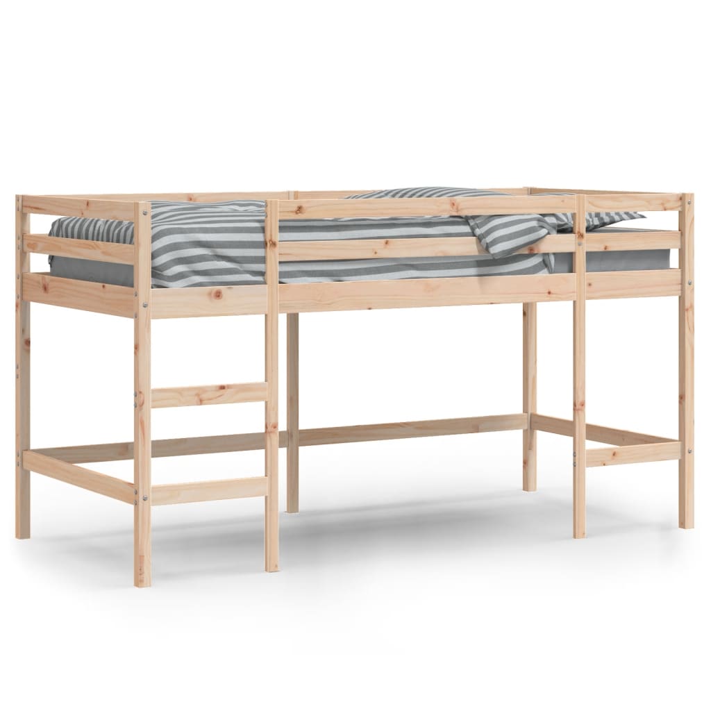 Cama alta p/ criança c/ escada 80x200cm madeira de pinho maciça