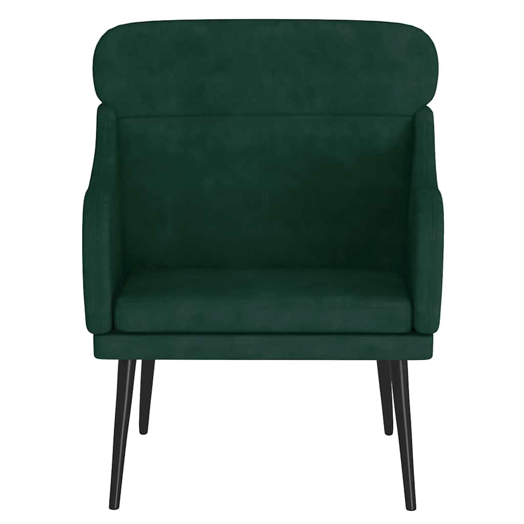 Cadeira c/ apoio de braços 63x76x80 cm veludo verde-escuro