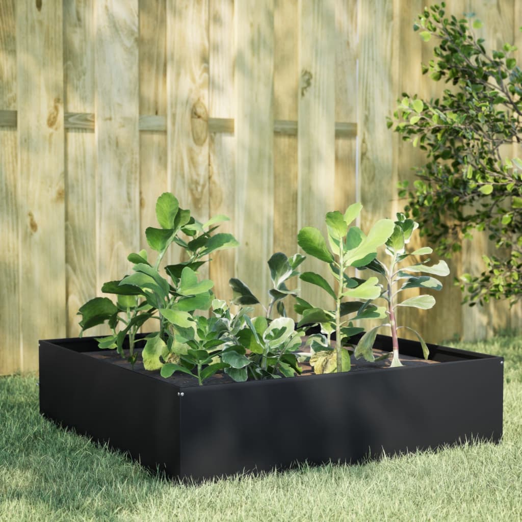Canteiro elevado de jardim 100x100x41 cm aço preto