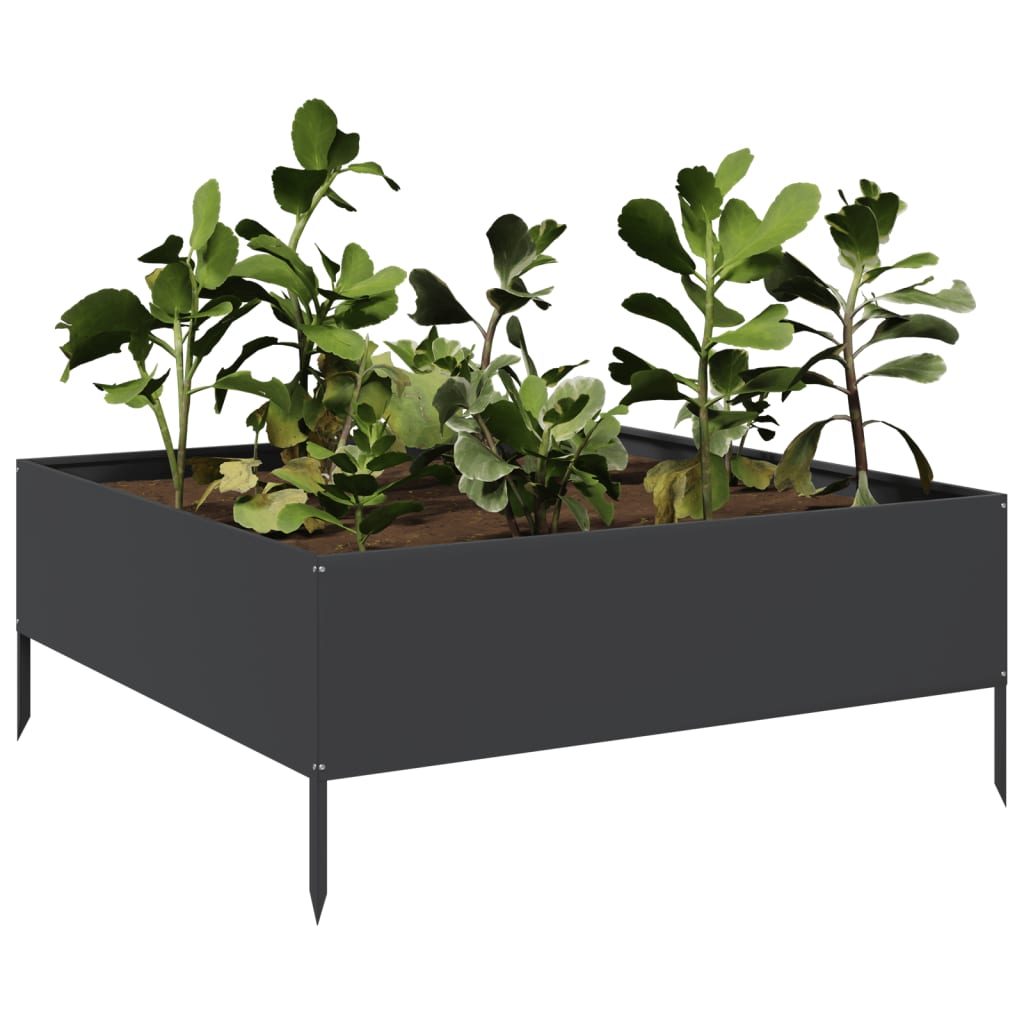 Canteiro elevado de jardim 100x100x41 cm aço preto