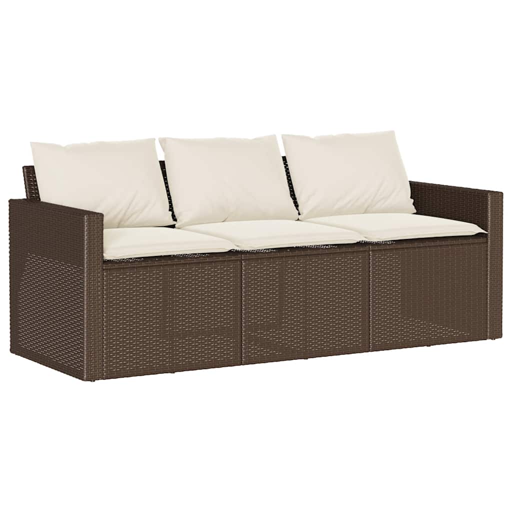 2 Pcs conjunto jantar p/ jardim c/ almofadões vime PE castanho