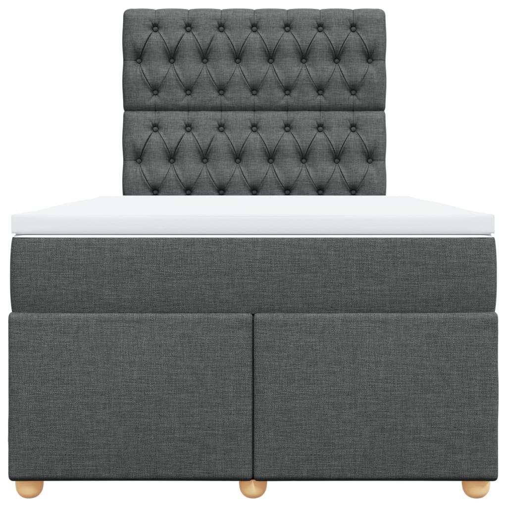 Cama boxspring com colchão 120x190 cm tecido cinzento-escuro