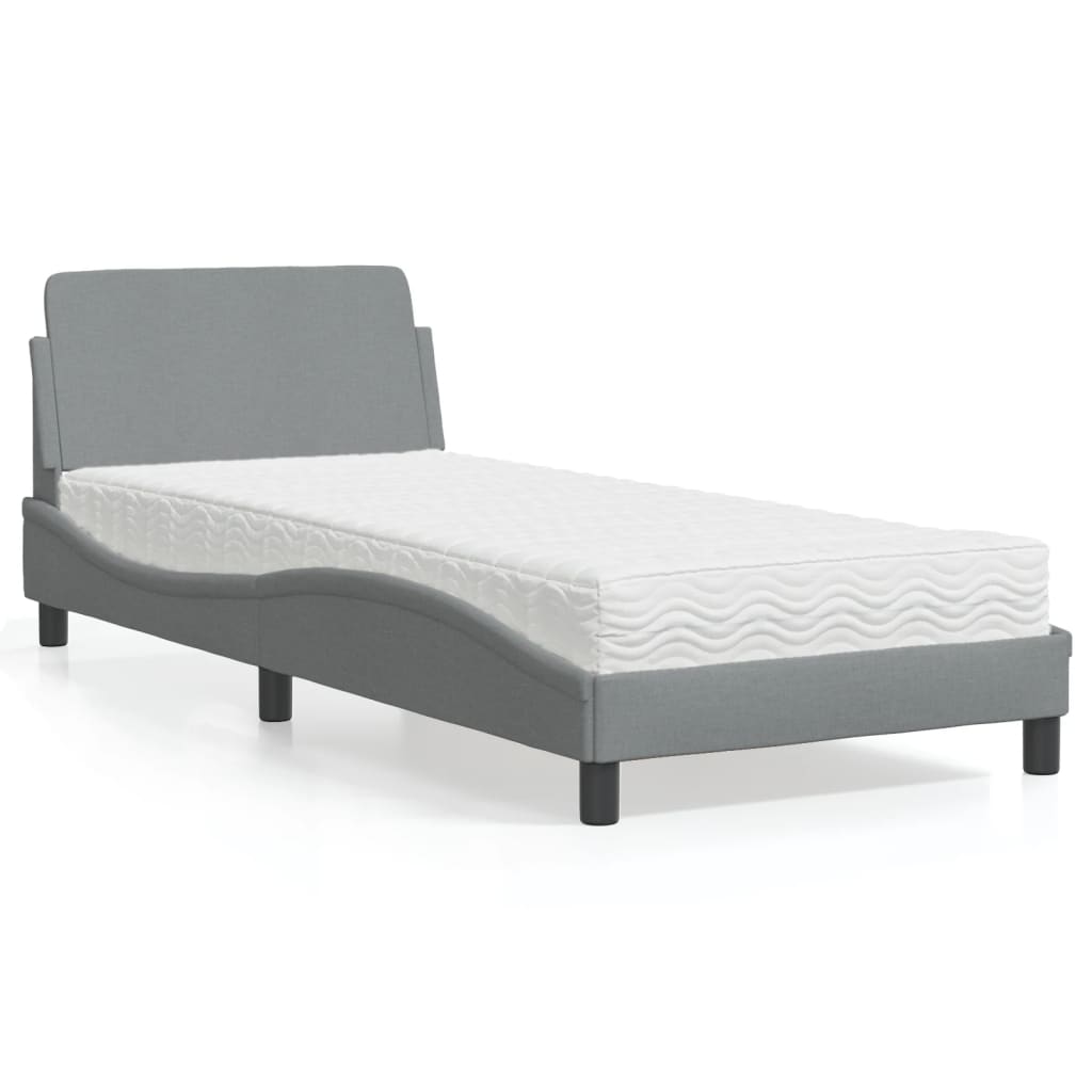 Cama com colchão dover 80x200 cm tecido cinzento-claro