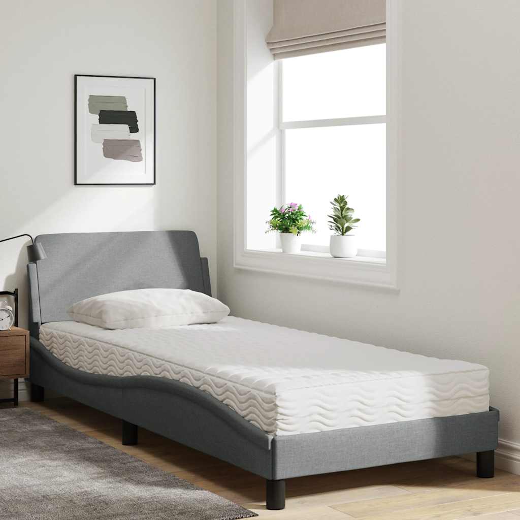 Cama com colchão dover 80x200 cm tecido cinzento-claro