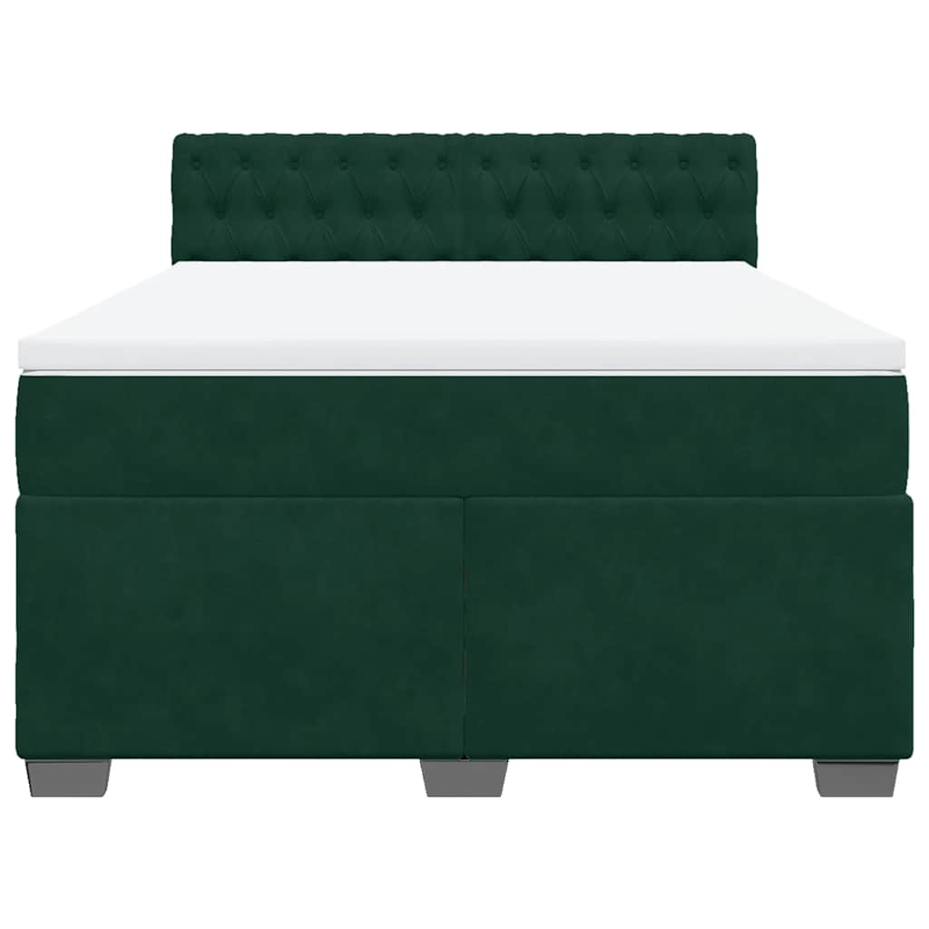 Cama com molas/colchão 160x200 cm veludo verde-escuro