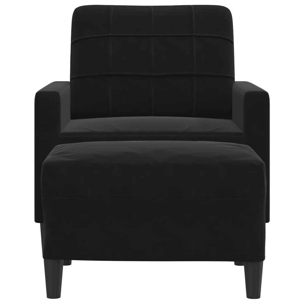Poltrona com apoio de pés 60 cm veludo preto