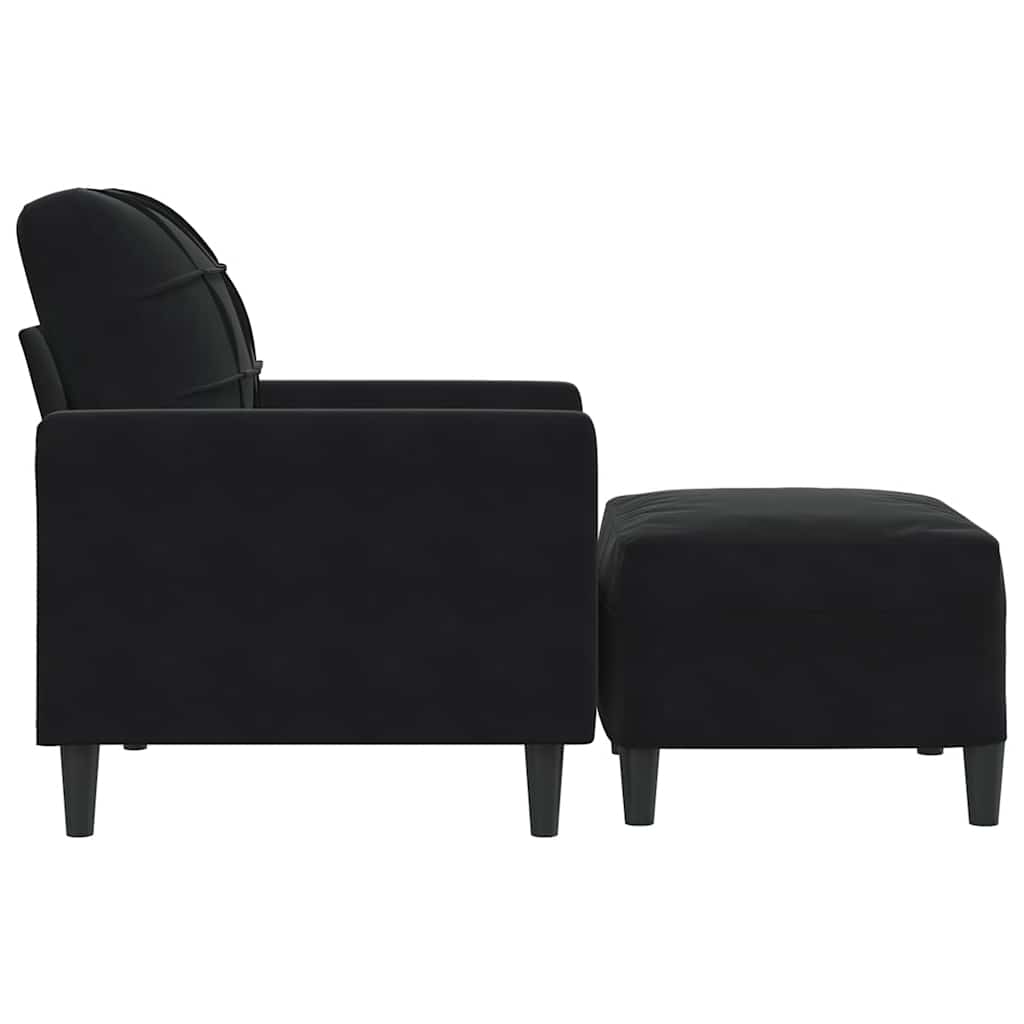 Poltrona com apoio de pés 60 cm veludo preto