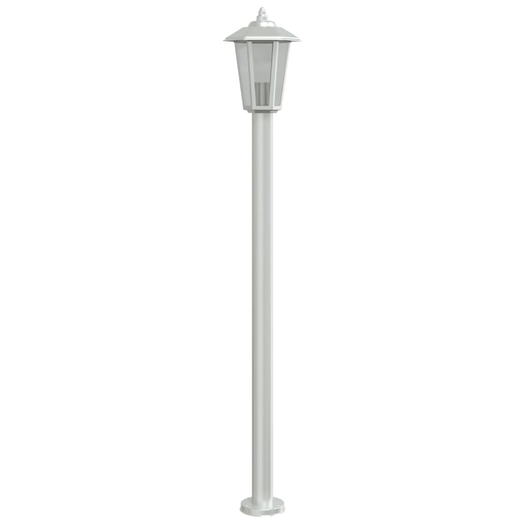 Candeeiro de chão para exterior 3 pcs 120 cm aço inox. prateado