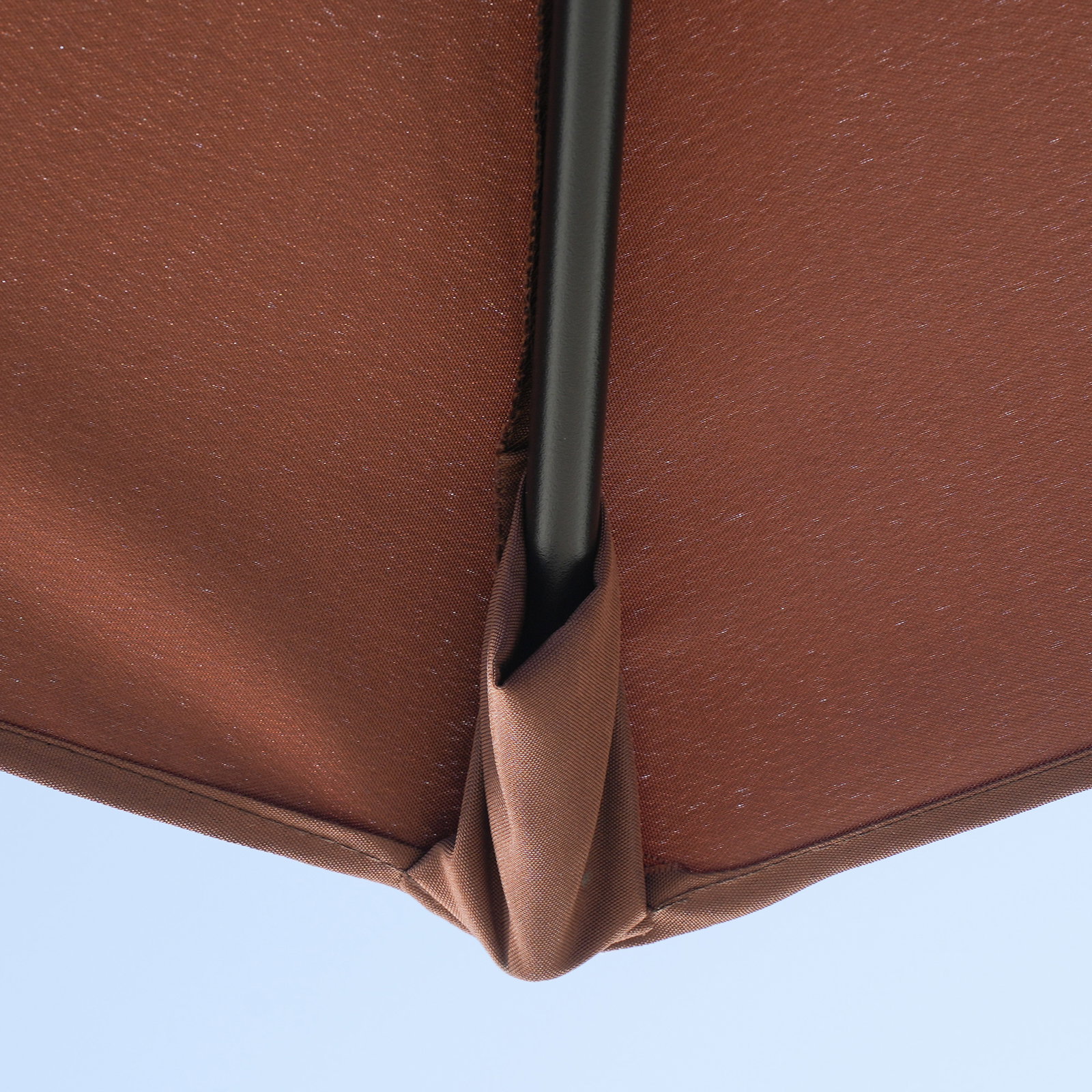 Chapéu de sol de parede 200x190x240 cm com manivela poste de aço e base cruzada anti-UV para terraço varanda castanho