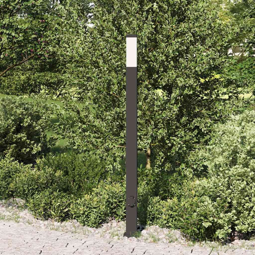 Luminária de poste com tomada, 110 cm, preta, IP44